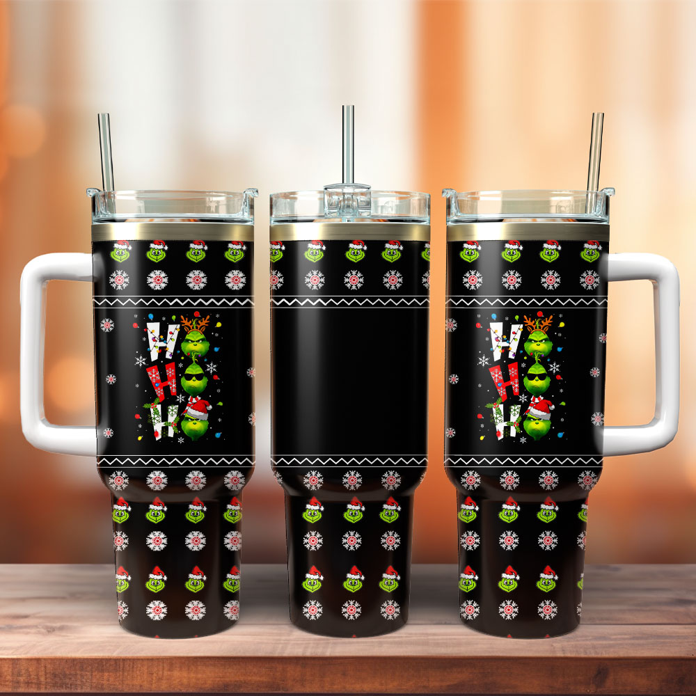 Grinch Illumination Cartoon Custom Stanley Quencher 40oz Stainless Steel Tumbler With Handle