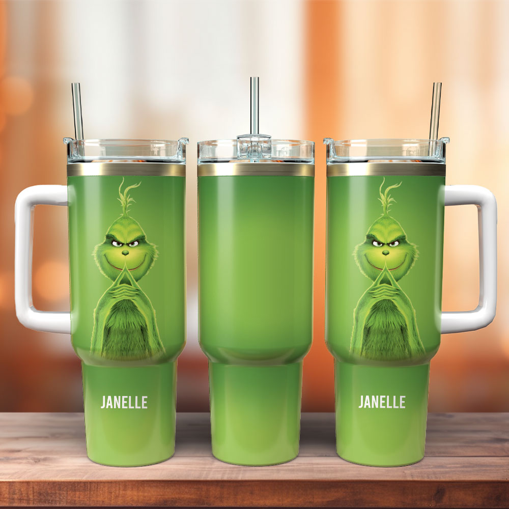 Grinch Movie Custom Stanley Quencher 40oz Stainless Steel Tumbler With Handle