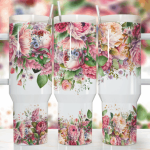 Groovy Flowers Custom Stanley Quencher 40oz Stainless Steel Tumbler With Handle