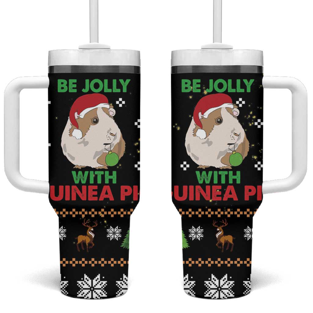 Guinea Pig Christmas Be Jolly With Guinea Pig Custom Stanley Quencher 40oz Stainless Steel Tumbler With Handle