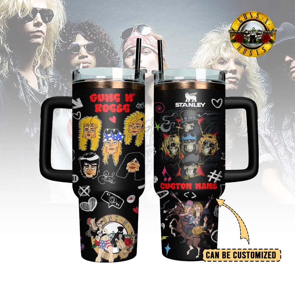 Guns N’ Roses Custom Stanley Quencher 40oz Stainless Steel Tumbler With Handle