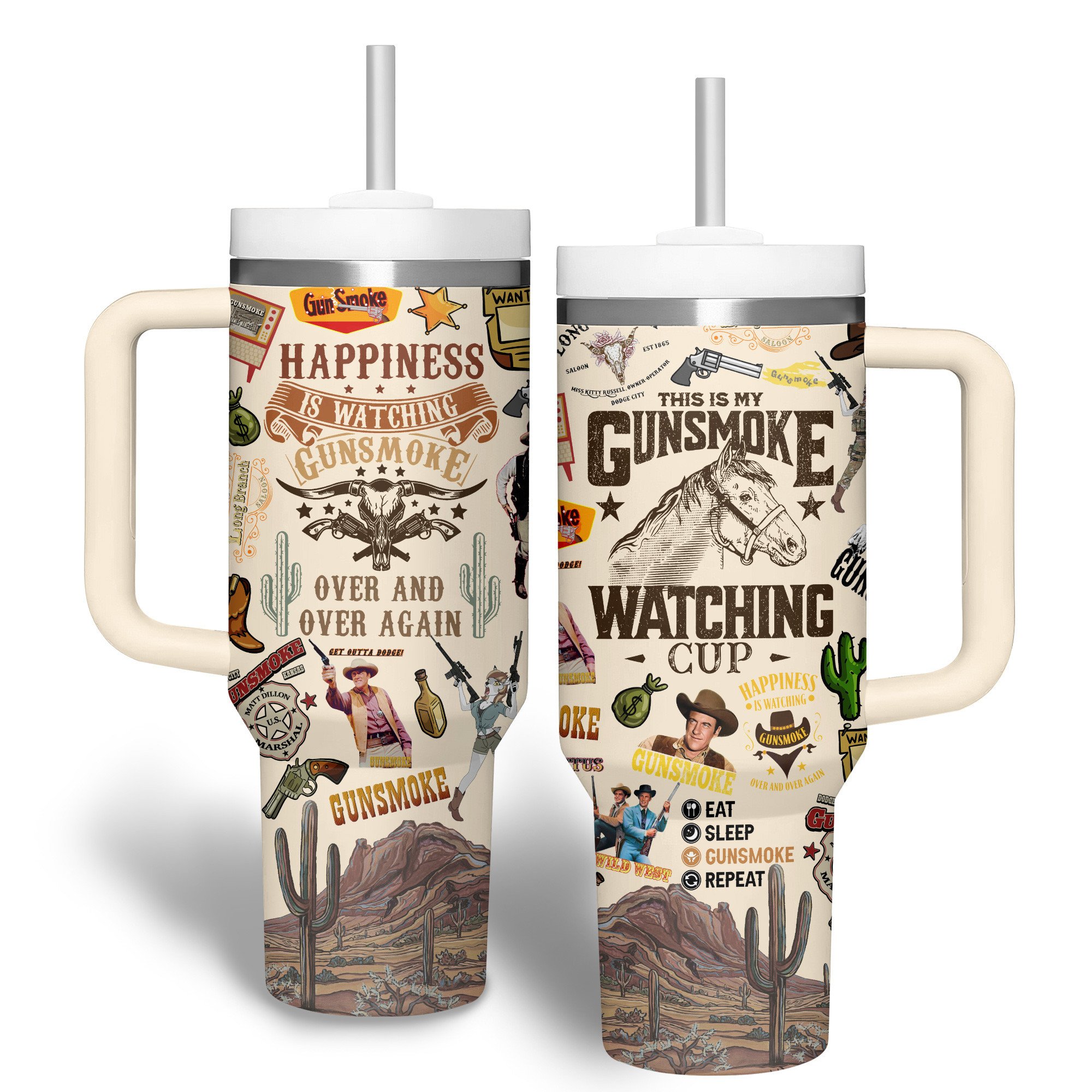 Gunsmoke TV Series Custom Stanley Quencher 40oz Stainless Steel Tumbler With Handle
