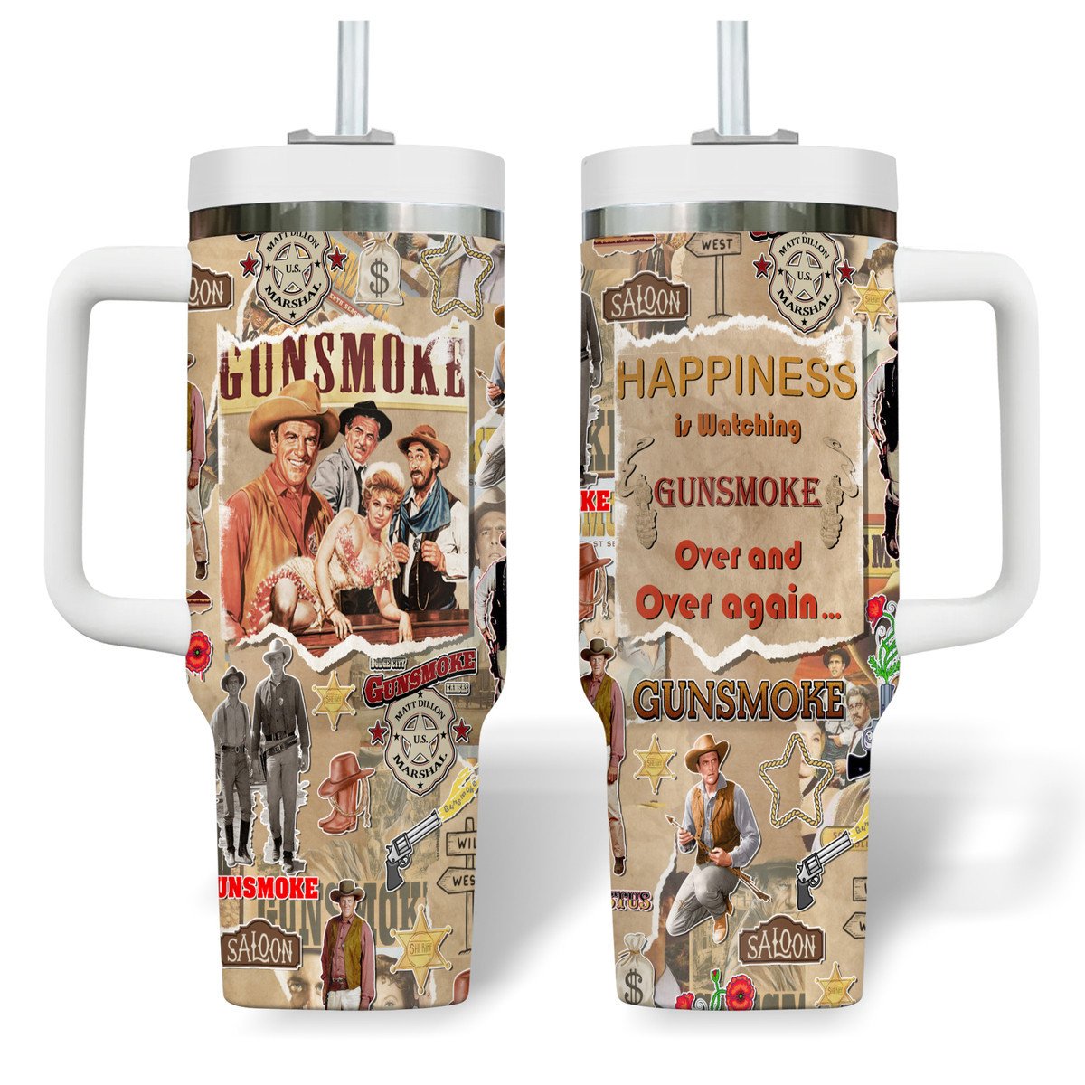 Gunsmoke TV Series Custom Stanley Quencher 40oz Stainless Steel Tumbler With Handle