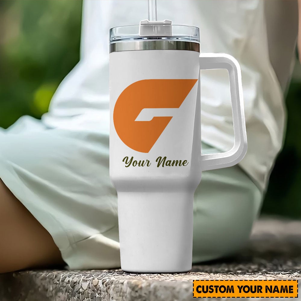 GWS Giants AFL Custom Stanley Quencher 40oz Stainless Steel Tumbler With Handle