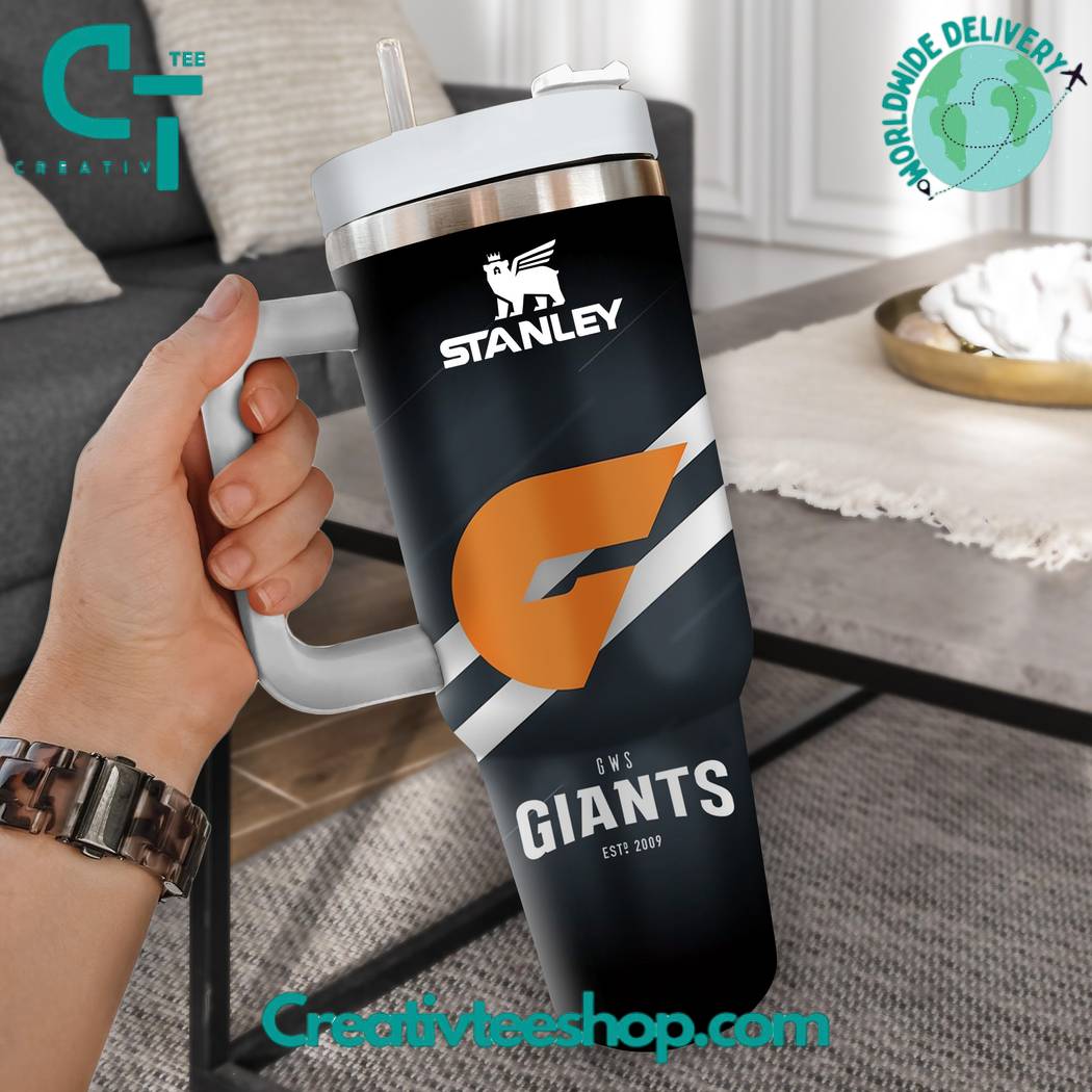 GWS Giants AFL Custom Stanley Quencher 40oz Stainless Steel Tumbler With Handle