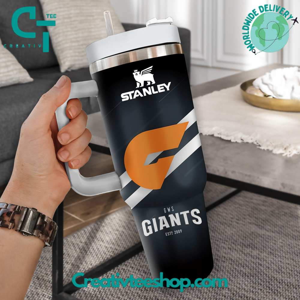 GWS Giants AFL Custom Stanley Quencher 40oz Stainless Steel Tumbler With Handle