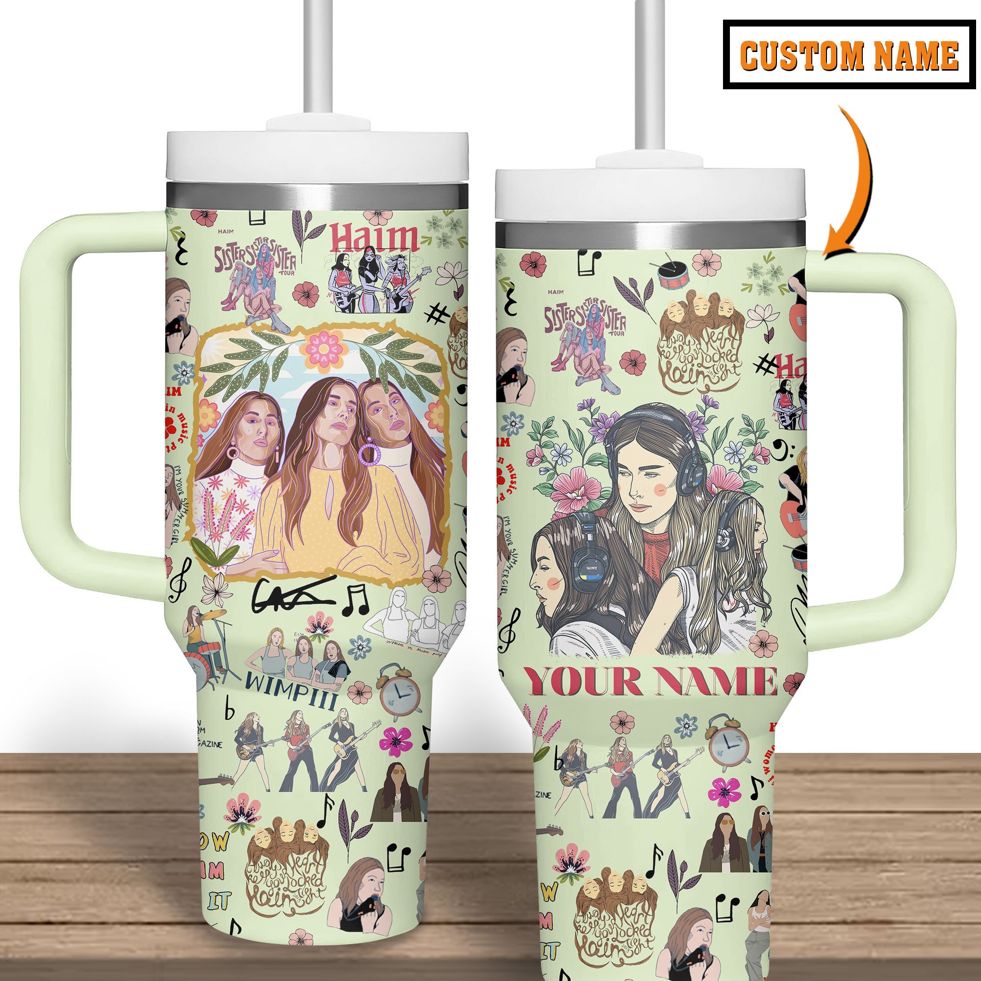 HAIM Music Custom Stanley Quencher 40oz Stainless Steel Tumbler With Handle