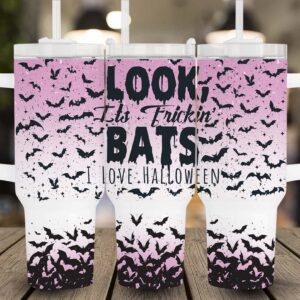 Halloween Bats Custom Stanley Quencher 40oz Stainless Steel Tumbler With Handle
