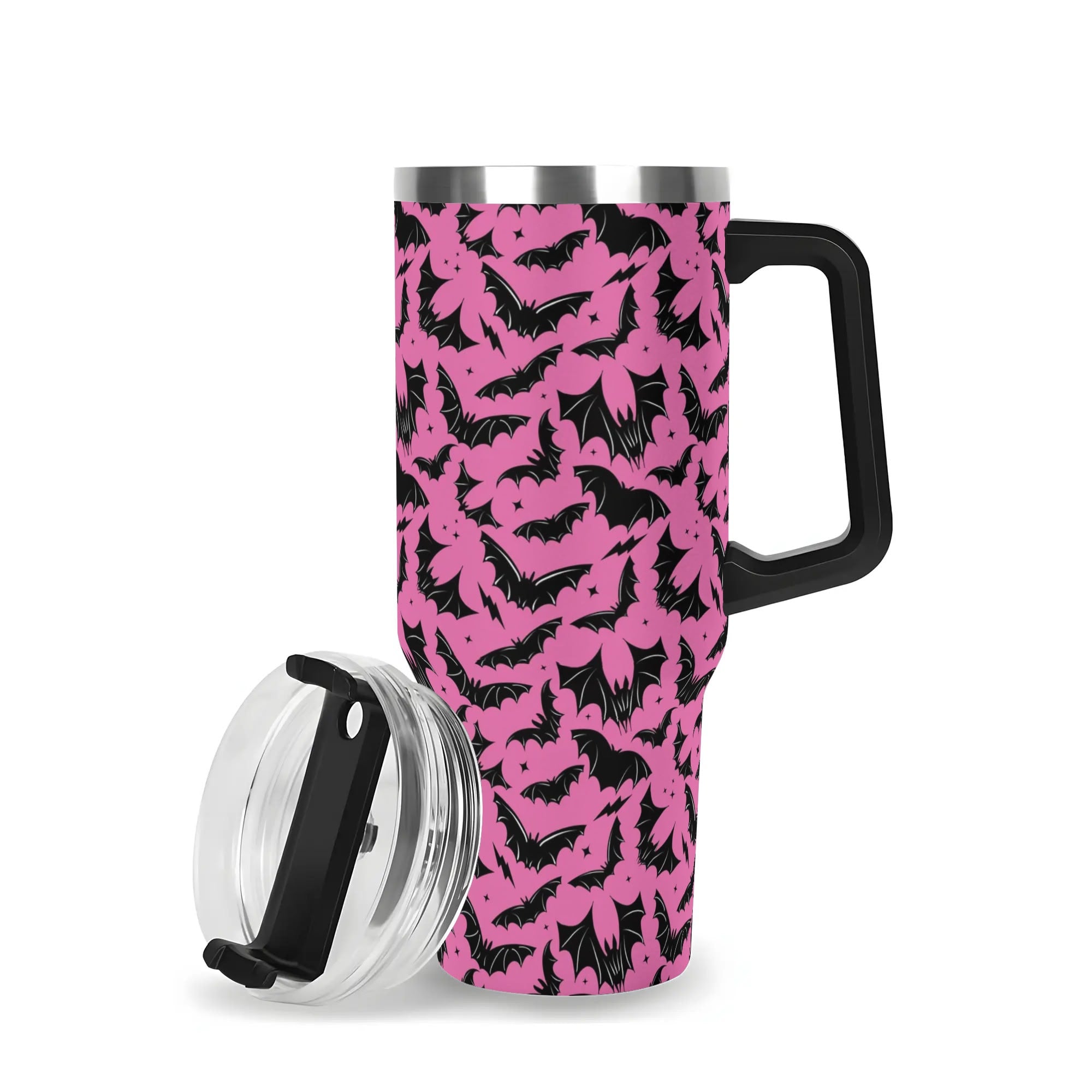 Halloween Batty Bats Custom Stanley Quencher 40oz Stainless Steel Tumbler With Handle