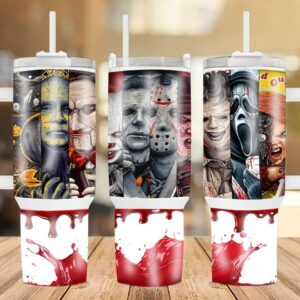 Halloween Characters Horror Movies Custom Stanley Quencher 40oz Stainless Steel Tumbler With Handle