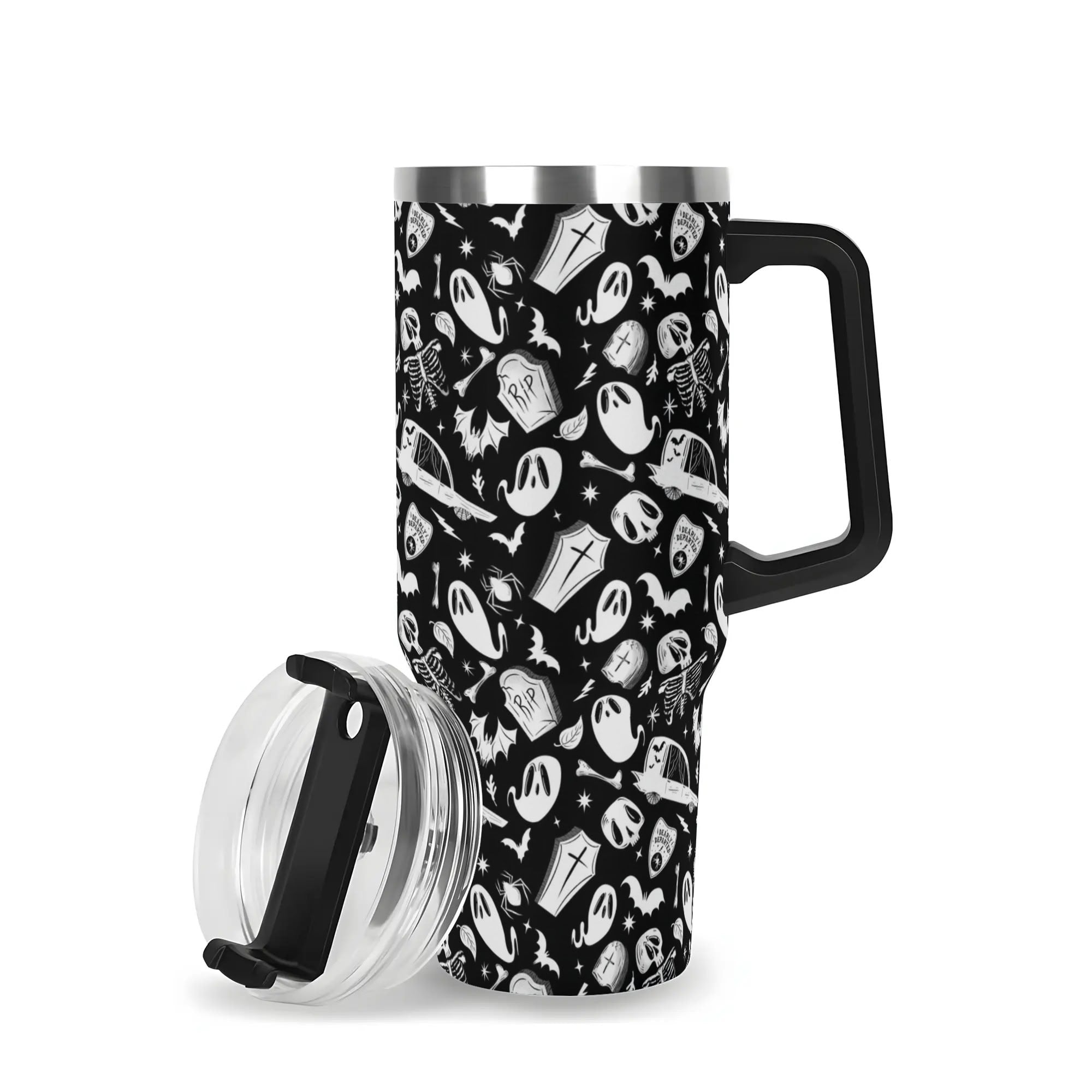 Halloween Dearly Departed Custom Stanley Quencher 40oz Stainless Steel Tumbler With Handle