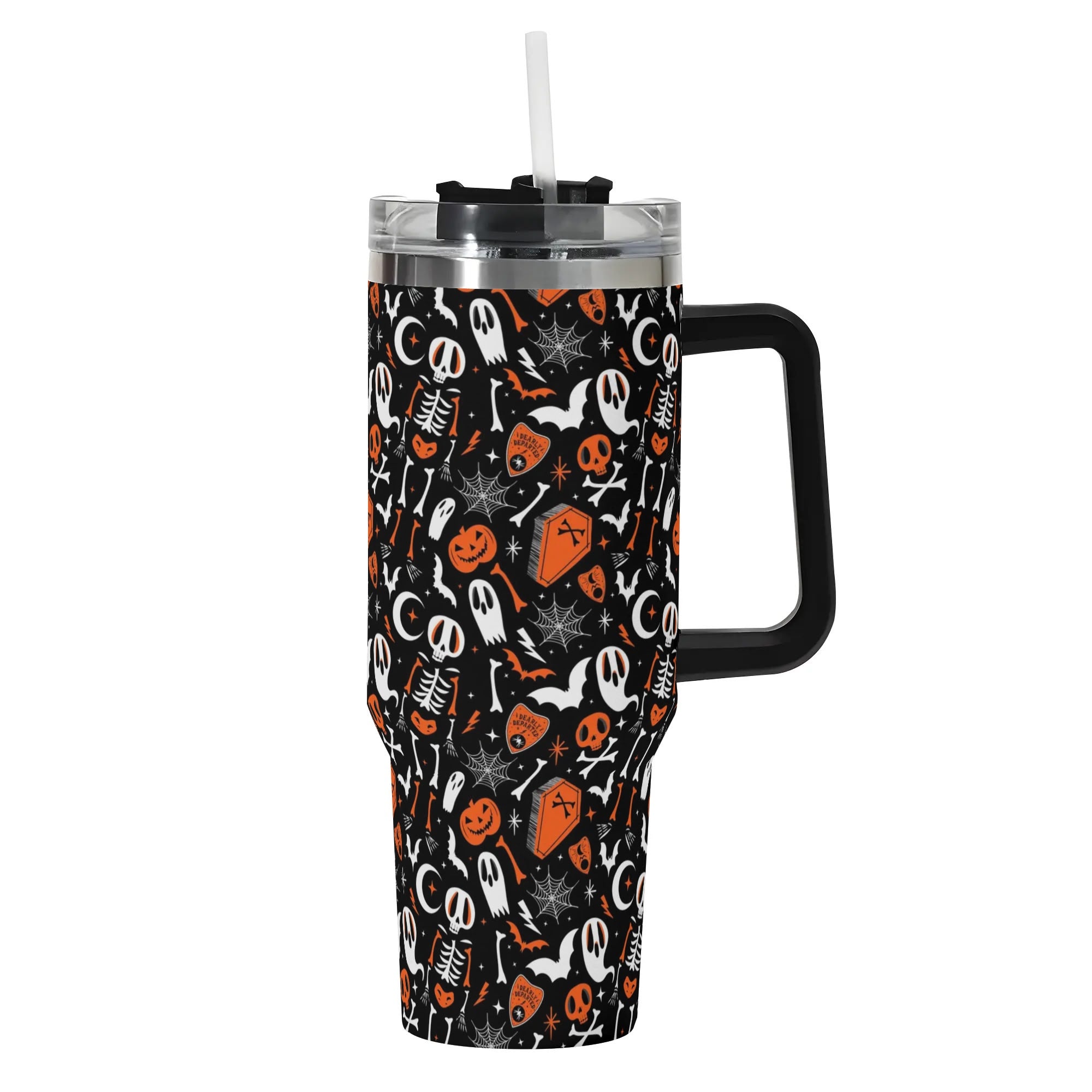 Halloween Dearly Departed Custom Stanley Quencher 40oz Stainless Steel Tumbler With Handle