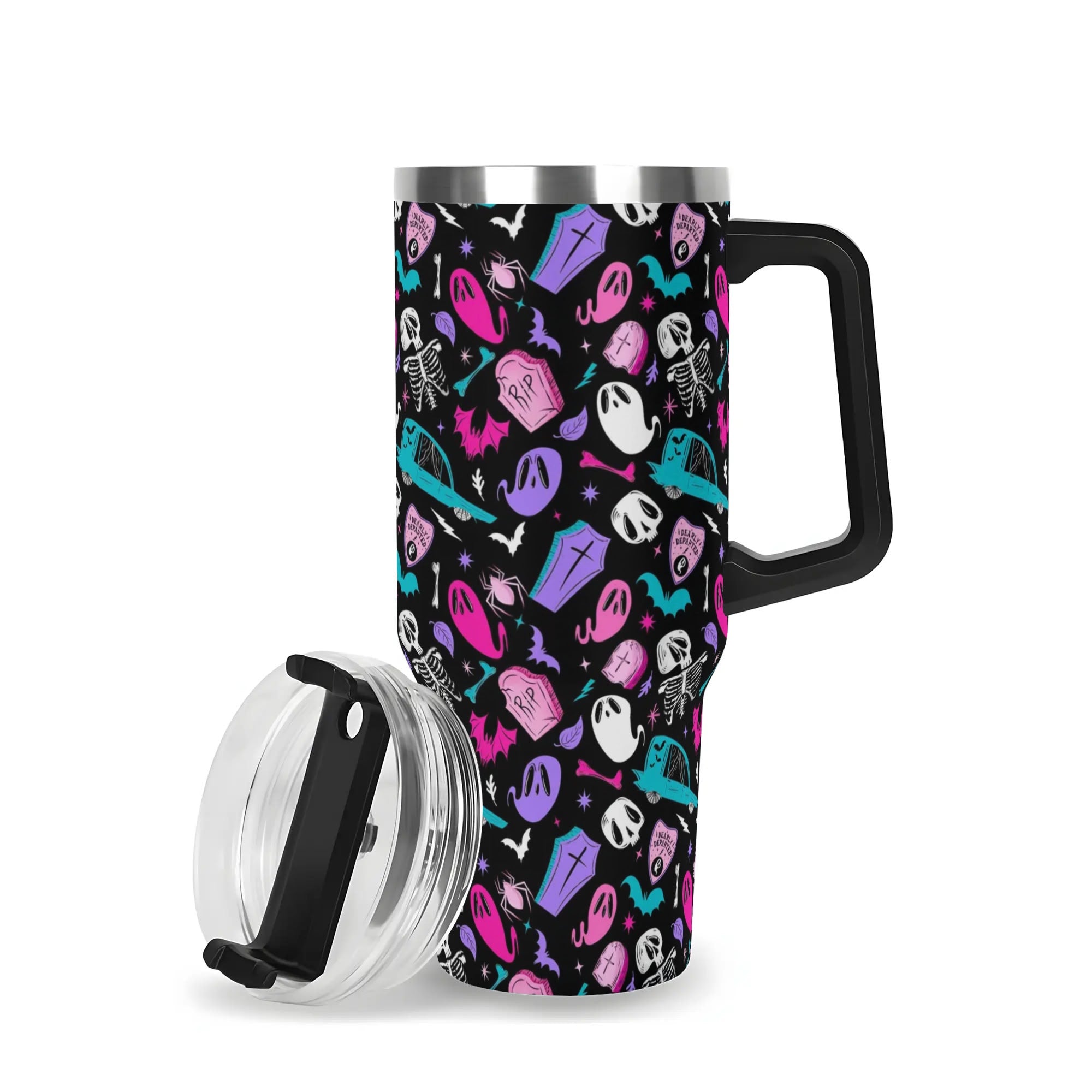Halloween Dearly Departed Custom Stanley Quencher 40oz Stainless Steel Tumbler With Handle