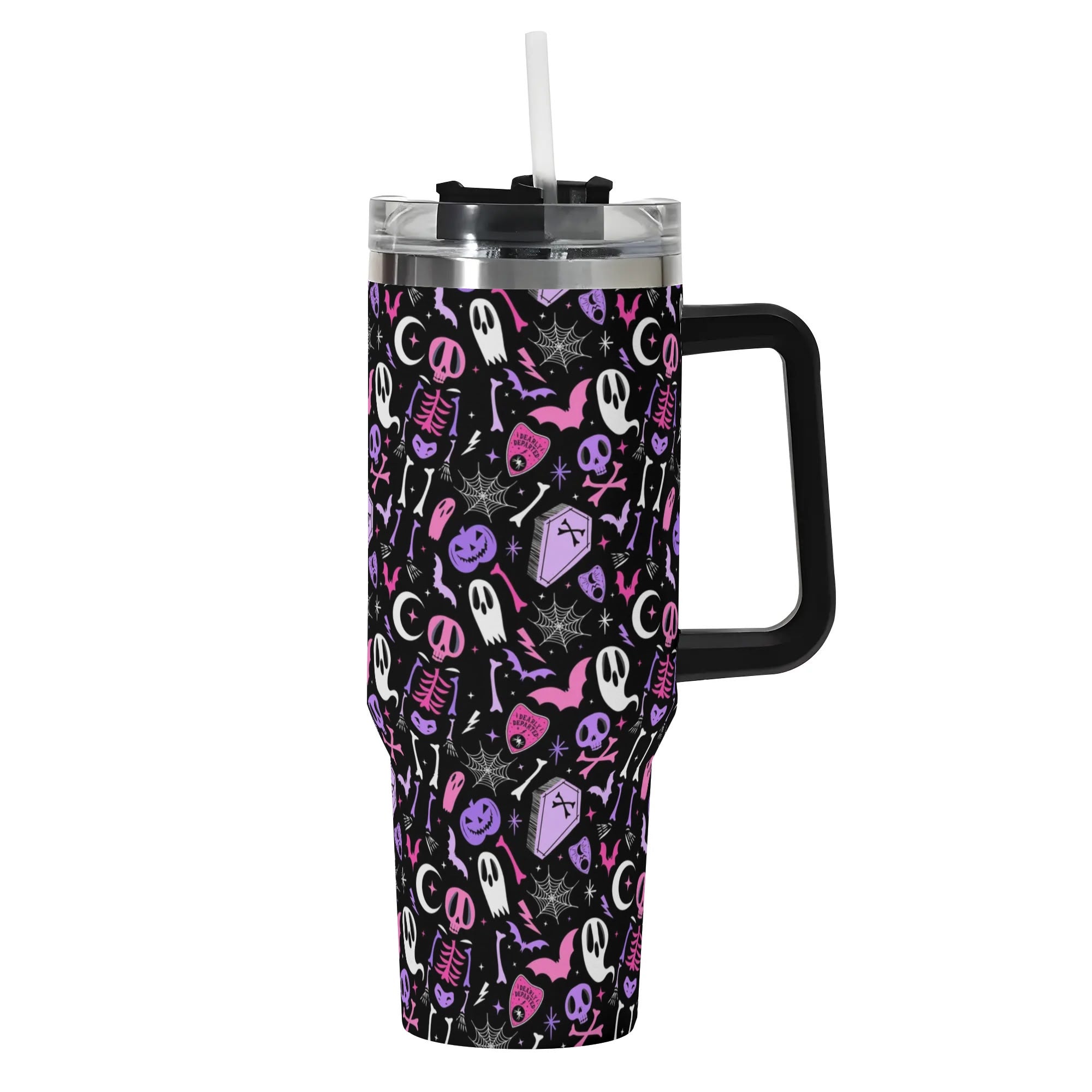 Halloween Dearly Departed Custom Stanley Quencher 40oz Stainless Steel Tumbler With Handle