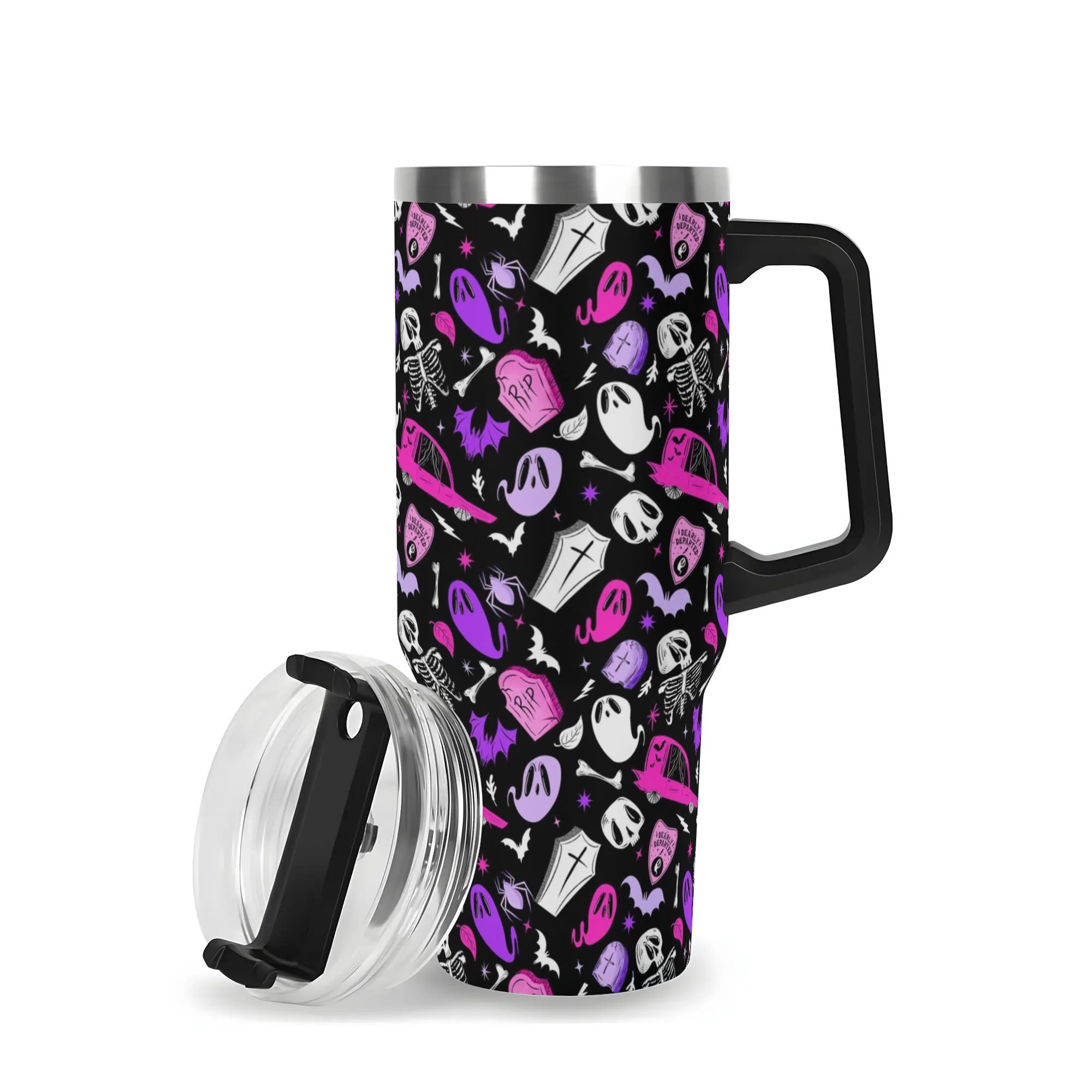 Halloween Dearly Departed Custom Stanley Quencher 40oz Stainless Steel Tumbler With Handle