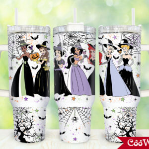 Halloween Disney Princesses Cartoon Custom Stanley Quencher 40oz Stainless Steel Tumbler With Handle