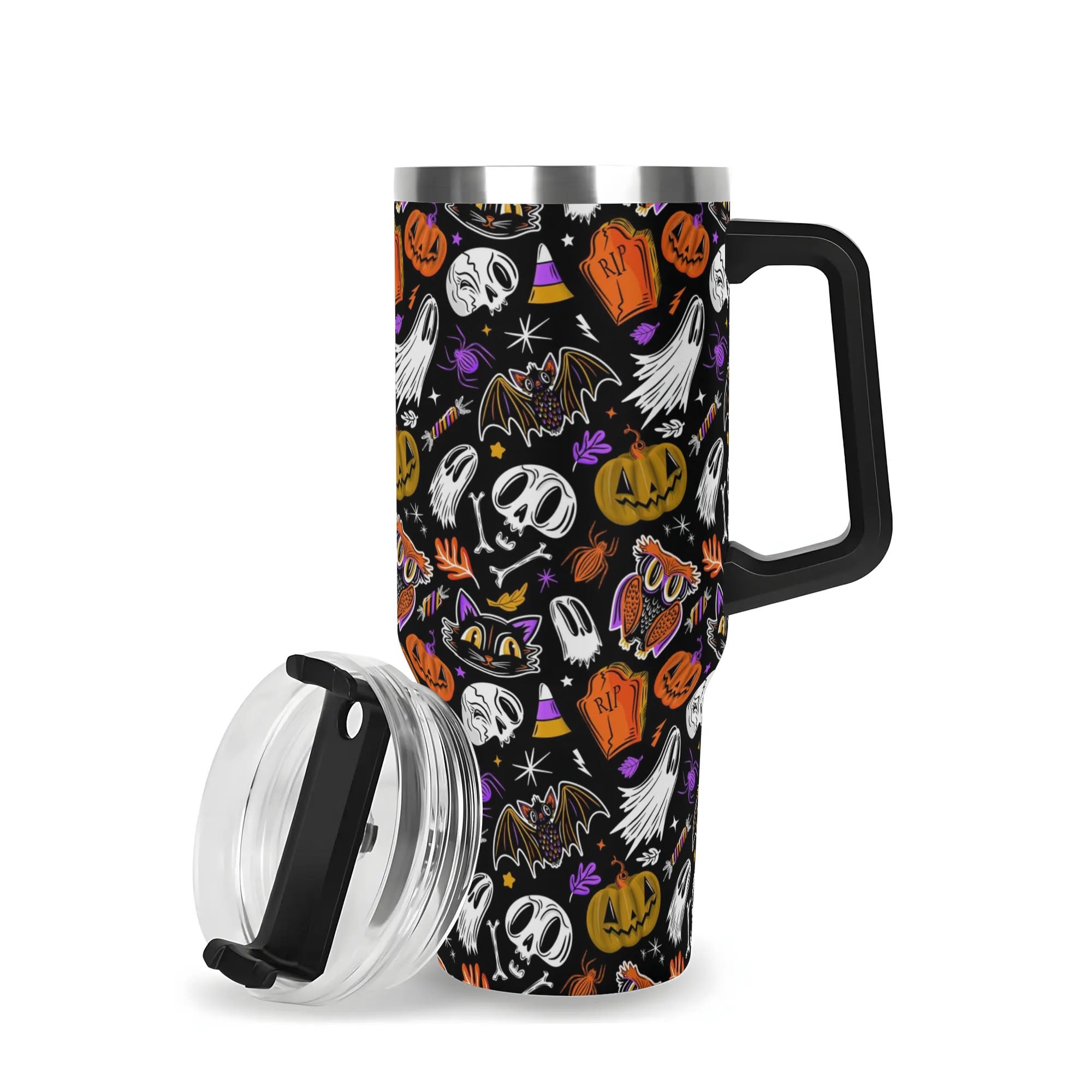 Halloween Everything Spooky Custom Stanley Quencher 40oz Stainless Steel Tumbler With Handle