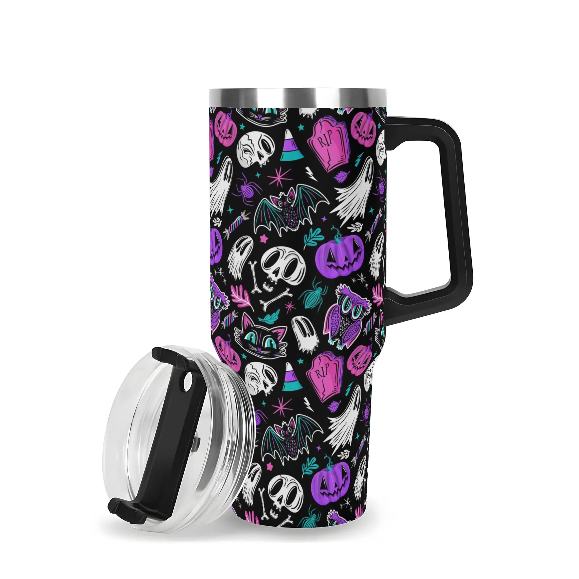 Halloween Everything Spooky Custom Stanley Quencher 40oz Stainless Steel Tumbler With Handle