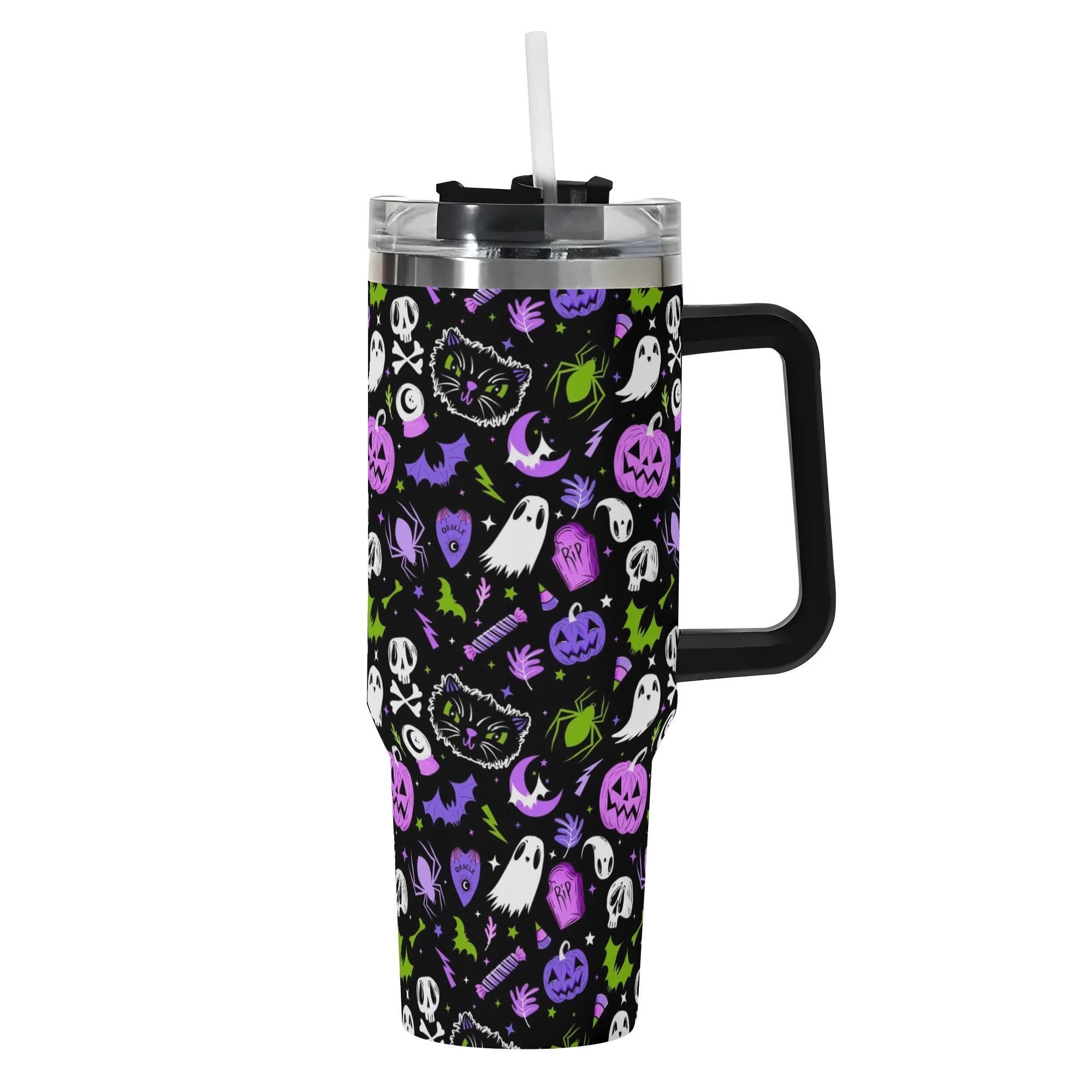 Halloween Everything Spooky Custom Stanley Quencher 40oz Stainless Steel Tumbler With Handle