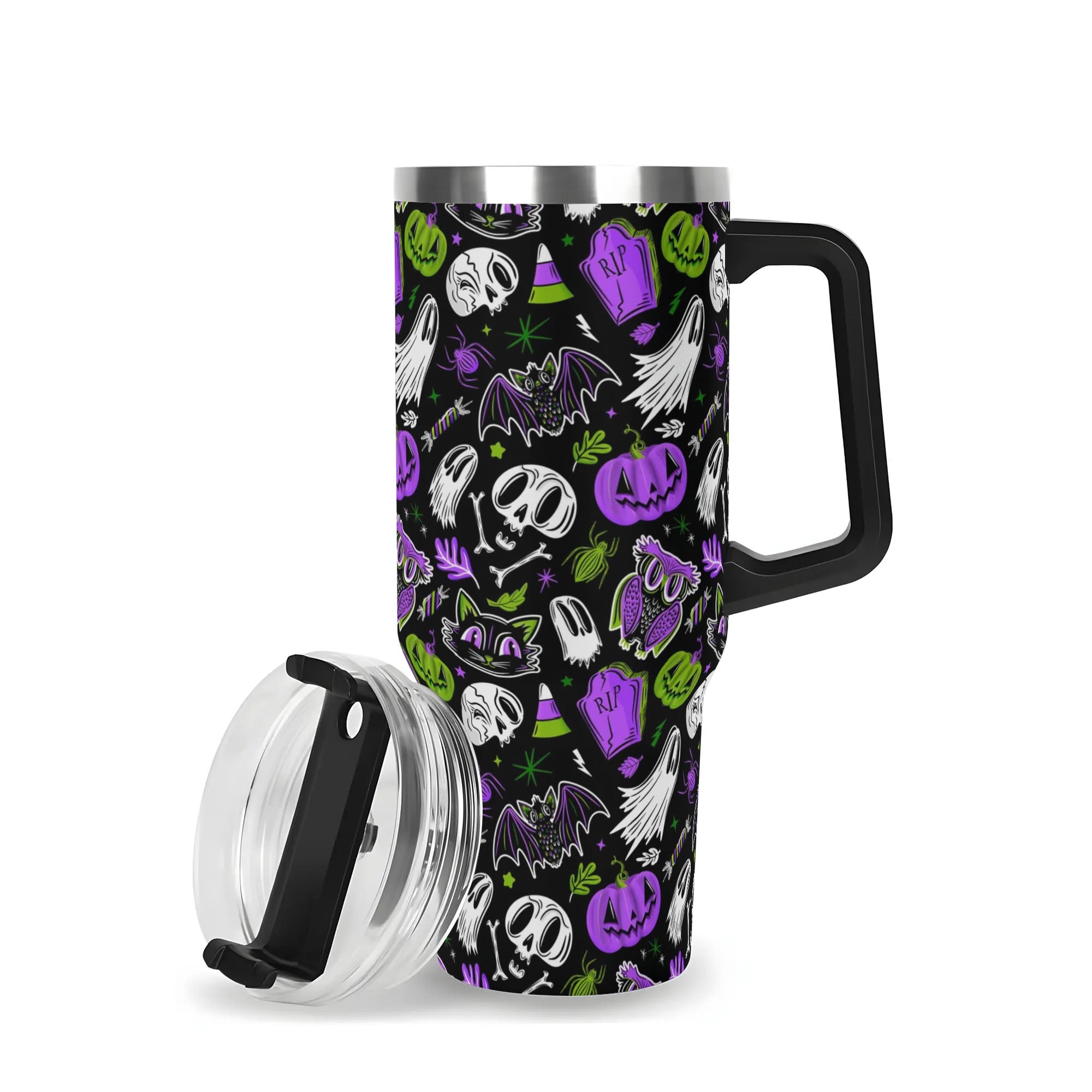 Halloween Everything Spooky Custom Stanley Quencher 40oz Stainless Steel Tumbler With Handle