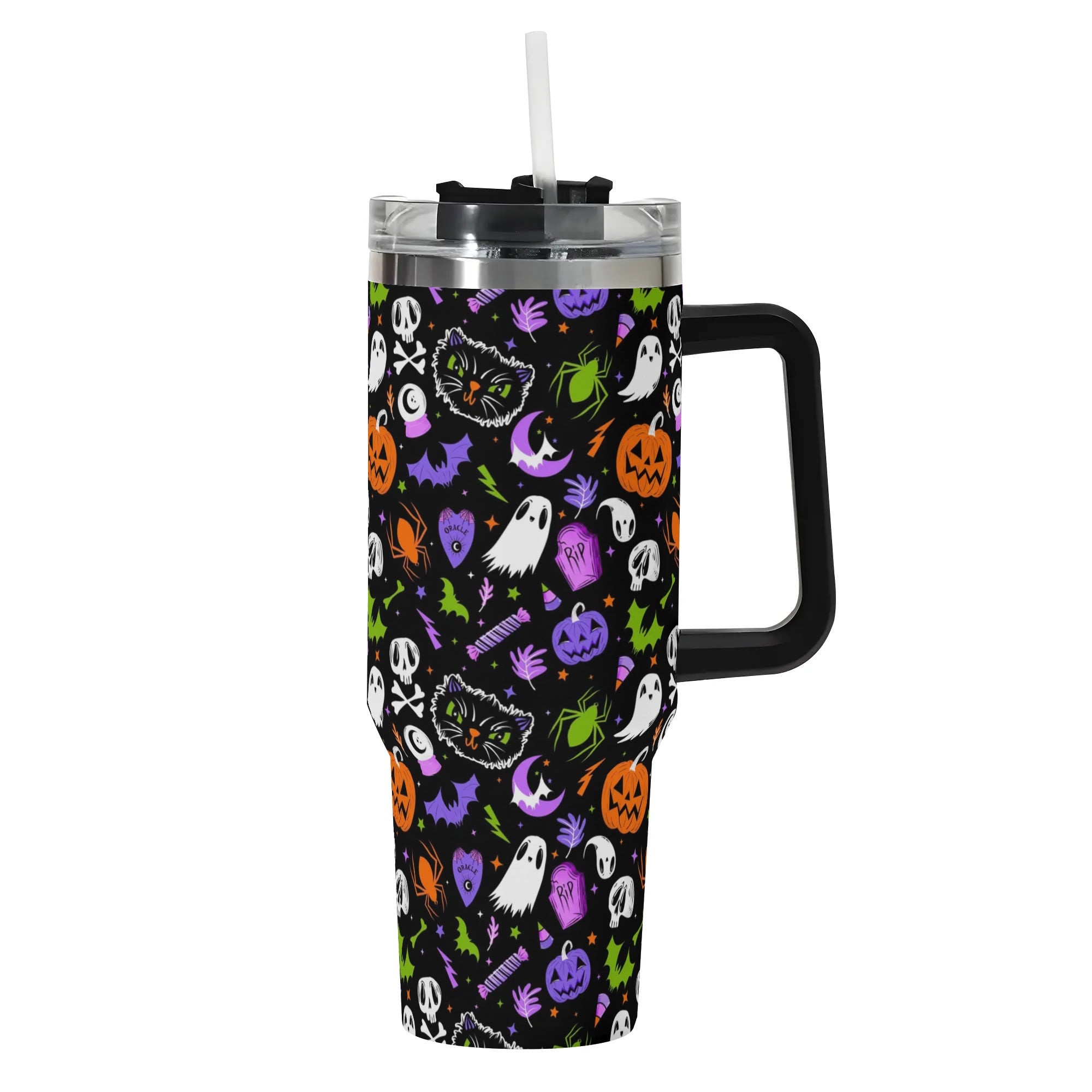 Halloween Everything Spooky Custom Stanley Quencher 40oz Stainless Steel Tumbler With Handle