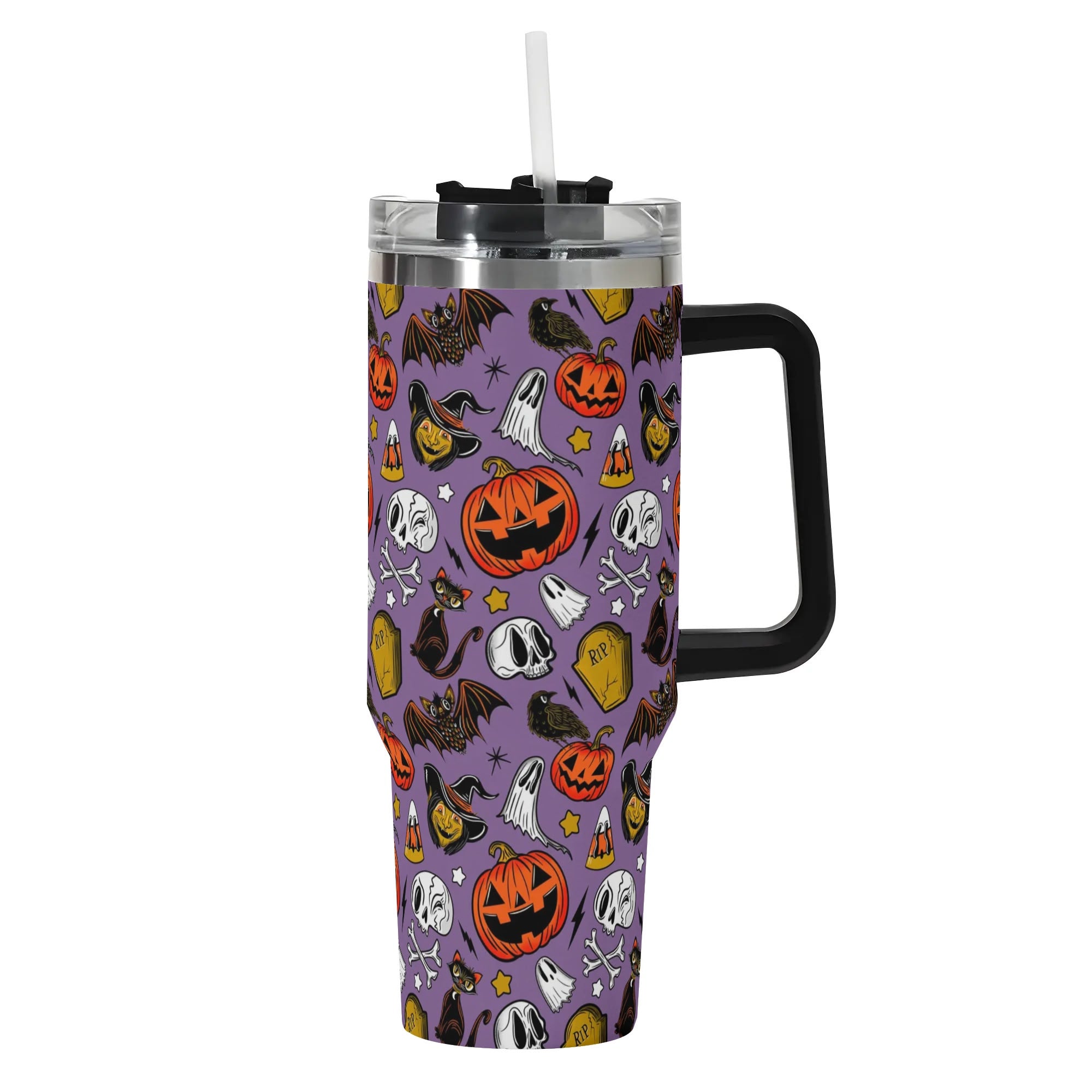 Halloween Forever Spooky Custom Stanley Quencher 40oz Stainless Steel Tumbler With Handle