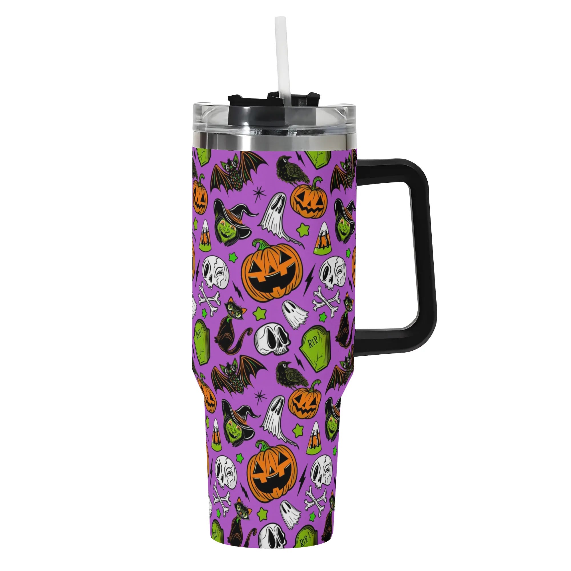 Halloween Forever Spooky Custom Stanley Quencher 40oz Stainless Steel Tumbler With Handle
