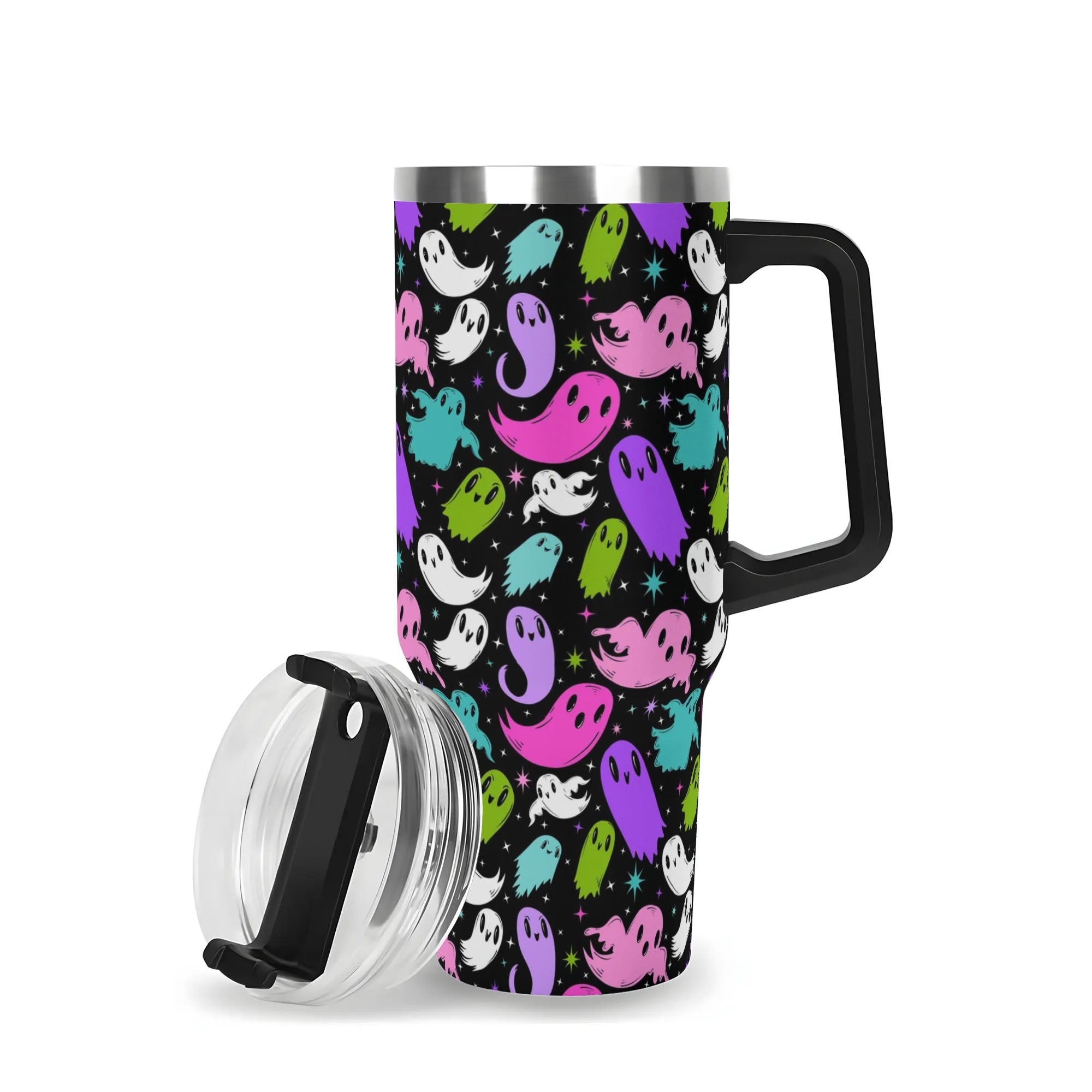 Halloween Ghosties Custom Stanley Quencher 40oz Stainless Steel Tumbler With Handle