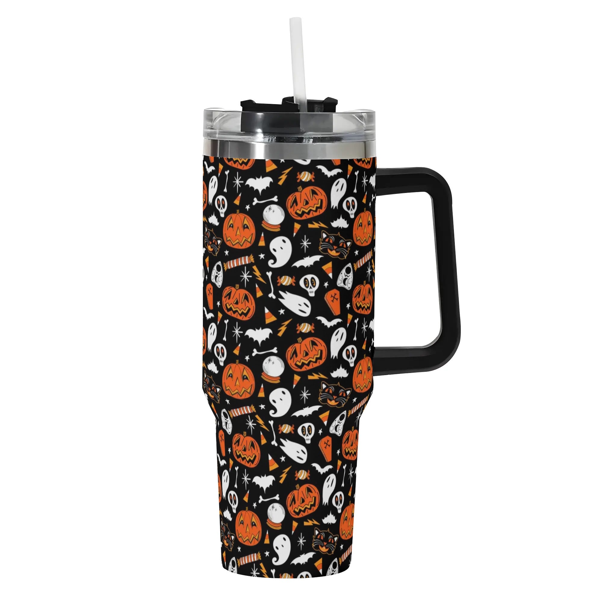 Halloween Ghouls Spooky Custom Stanley Quencher 40oz Stainless Steel Tumbler With Handle
