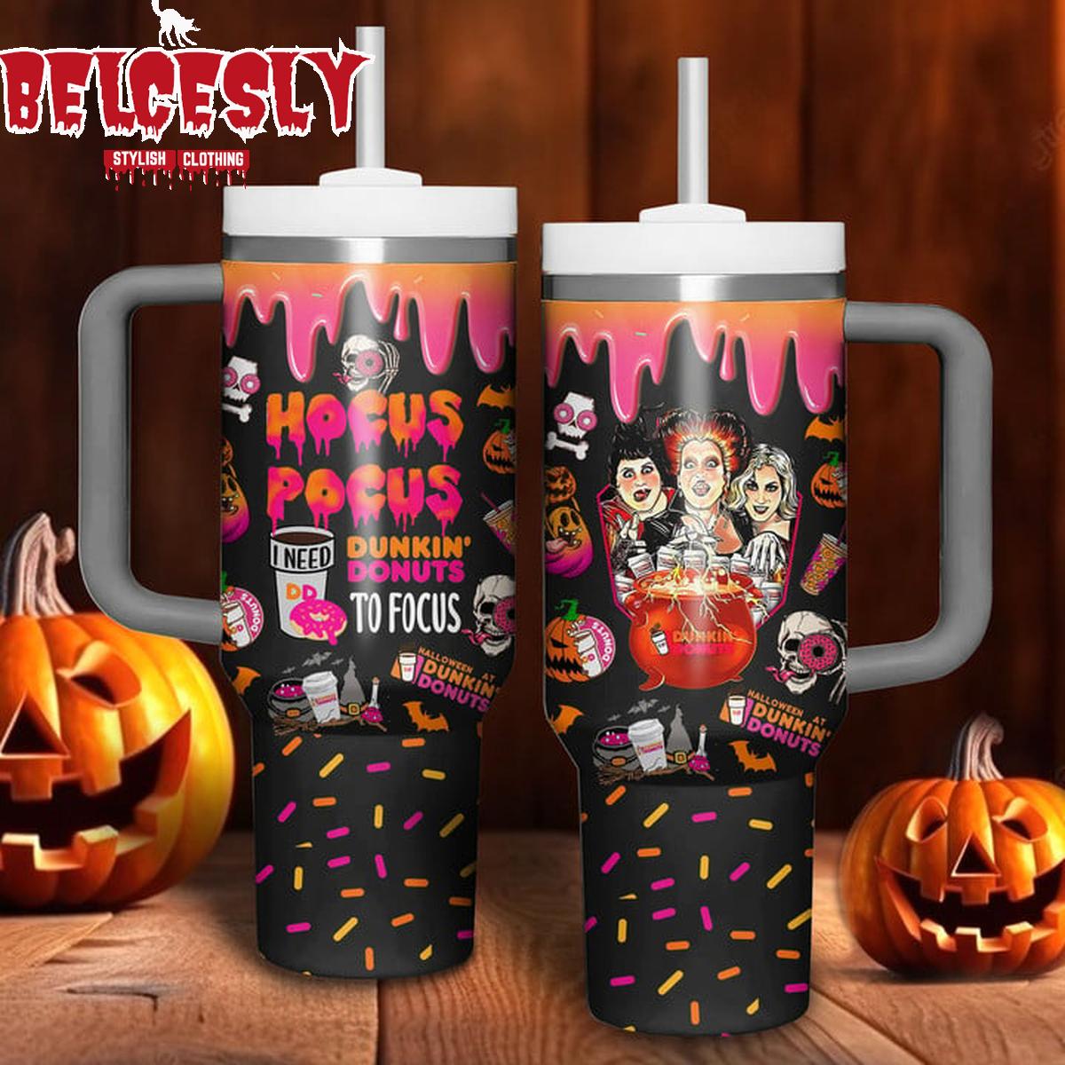 Halloween Hocus Pocus Movies Custom Stanley Quencher 40oz Stainless Steel Tumbler With Handle