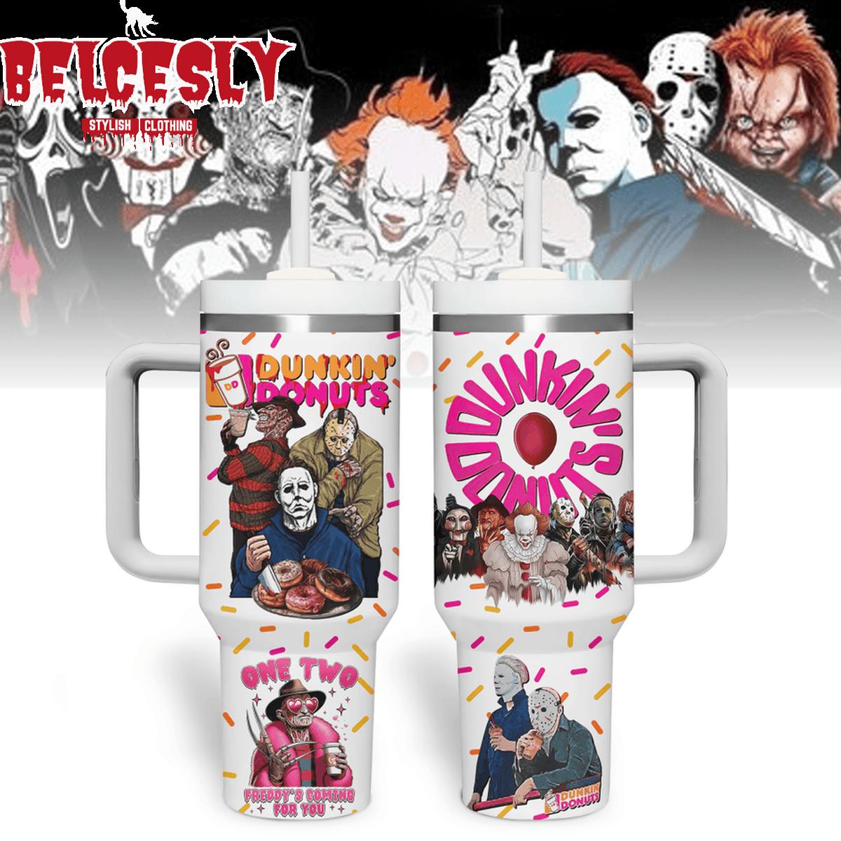 Halloween Horror Characters Movies Custom Stanley Quencher 40oz Stainless Steel Tumbler With Handle