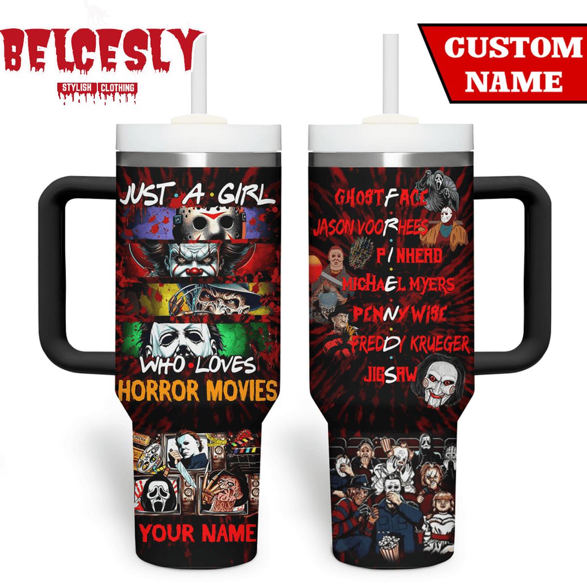 Halloween Horror Characters Movies Custom Stanley Quencher 40oz Stainless Steel Tumbler With Handle
