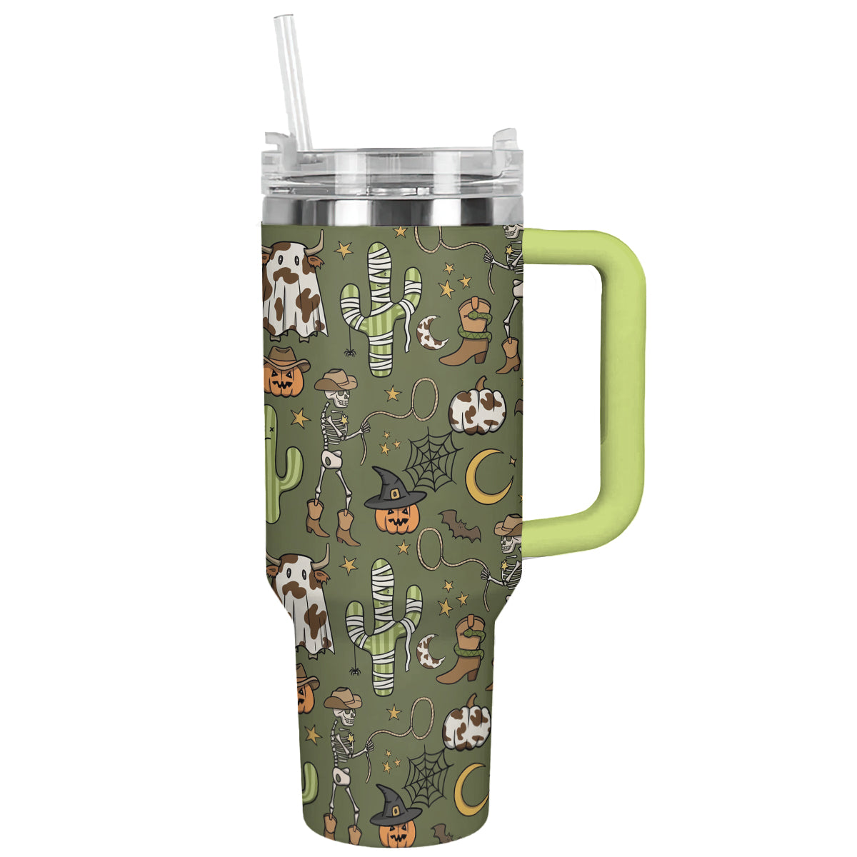 Halloween Howdy Boo Custom Stanley Quencher 40oz Stainless Steel Tumbler With Handle
