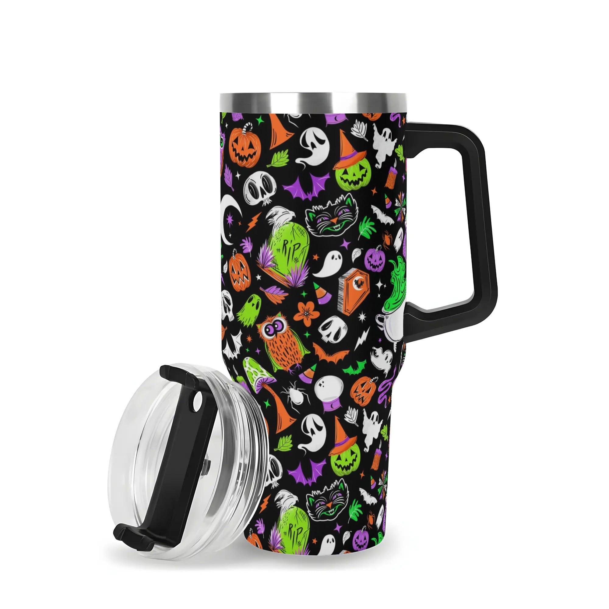 Halloween It's Spooky Season Custom Stanley Quencher 40oz Stainless Steel Tumbler With Handle