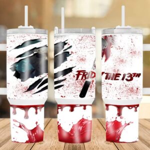 Halloween Jason Voorhees Friday The 13th Movies Custom Stanley Quencher 40oz Stainless Steel Tumbler With Handle