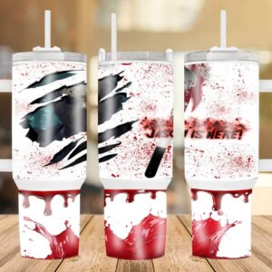 Halloween Jason Voorhees Friday The 13th Movies Custom Stanley Quencher 40oz Stainless Steel Tumbler With Handle