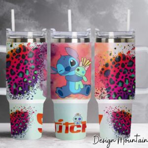 Halloween Lilo and Stitch Disney Cartoon Custom Stanley Quencher 40oz Stainless Steel Tumbler With Handle