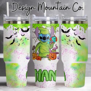 Halloween Lilo and Stitch Disney Cartoon Custom Stanley Quencher 40oz Stainless Steel Tumbler With Handle
