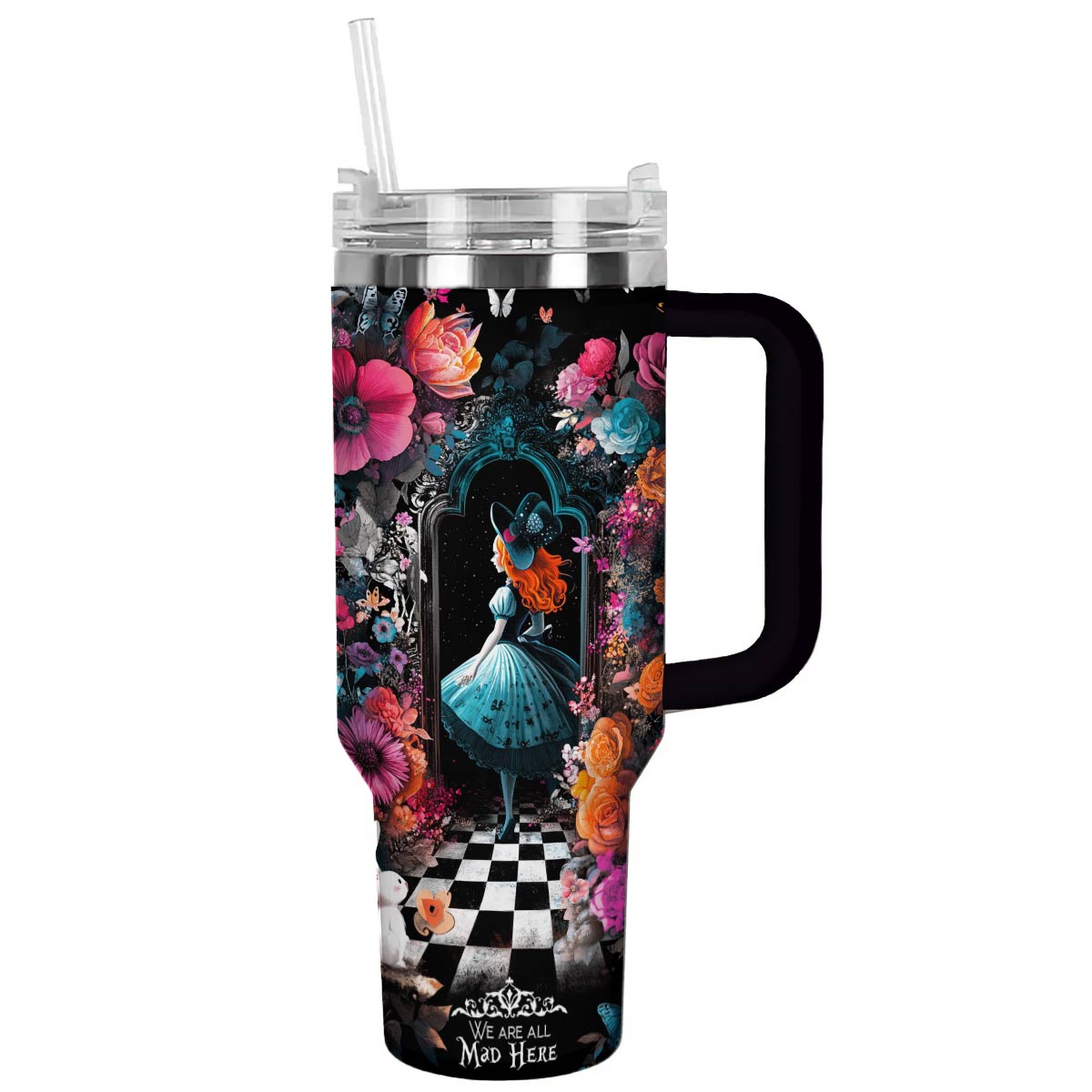 Halloween Lost In Wonderland Custom Stanley Quencher 40oz Stainless Steel Tumbler With Handle