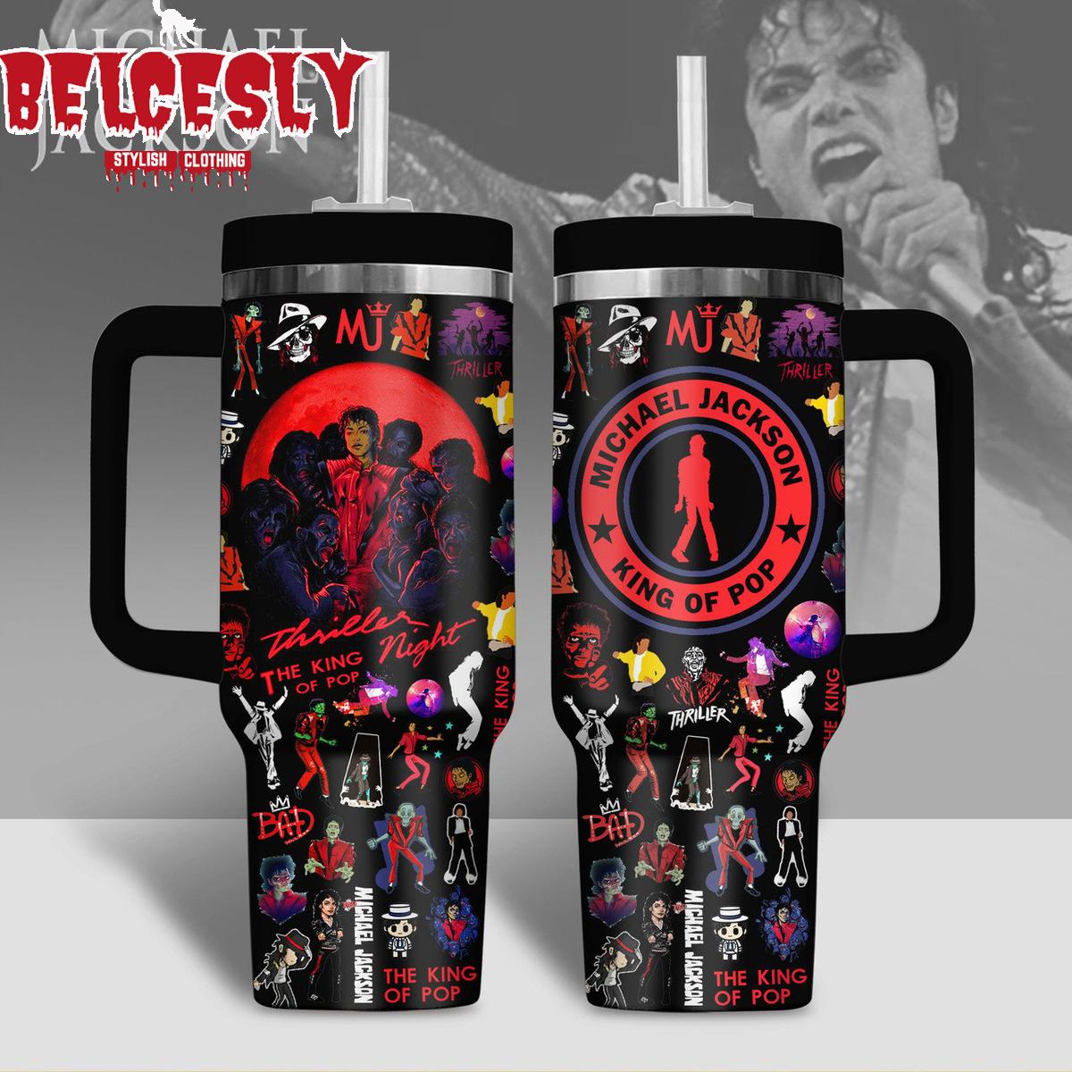 Halloween Michael Jackson Music Custom Stanley Quencher 40oz Stainless Steel Tumbler With Handle
