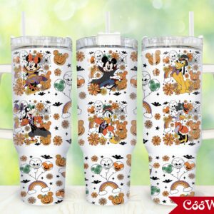 Halloween Mickey And Friends Disney Cartoon Custom Stanley Quencher 40oz Stainless Steel Tumbler With Handle