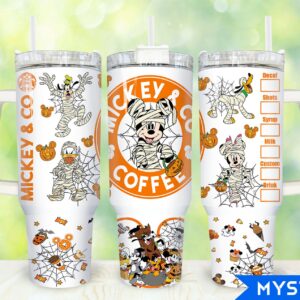 Halloween Mickey And Friends Disney Cartoon Custom Stanley Quencher 40oz Stainless Steel Tumbler With Handle
