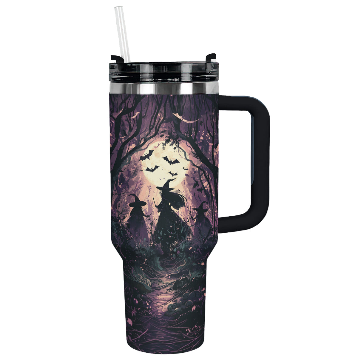 Halloween Midnight Witch Coven Custom Stanley Quencher 40oz Stainless Steel Tumbler With Handle