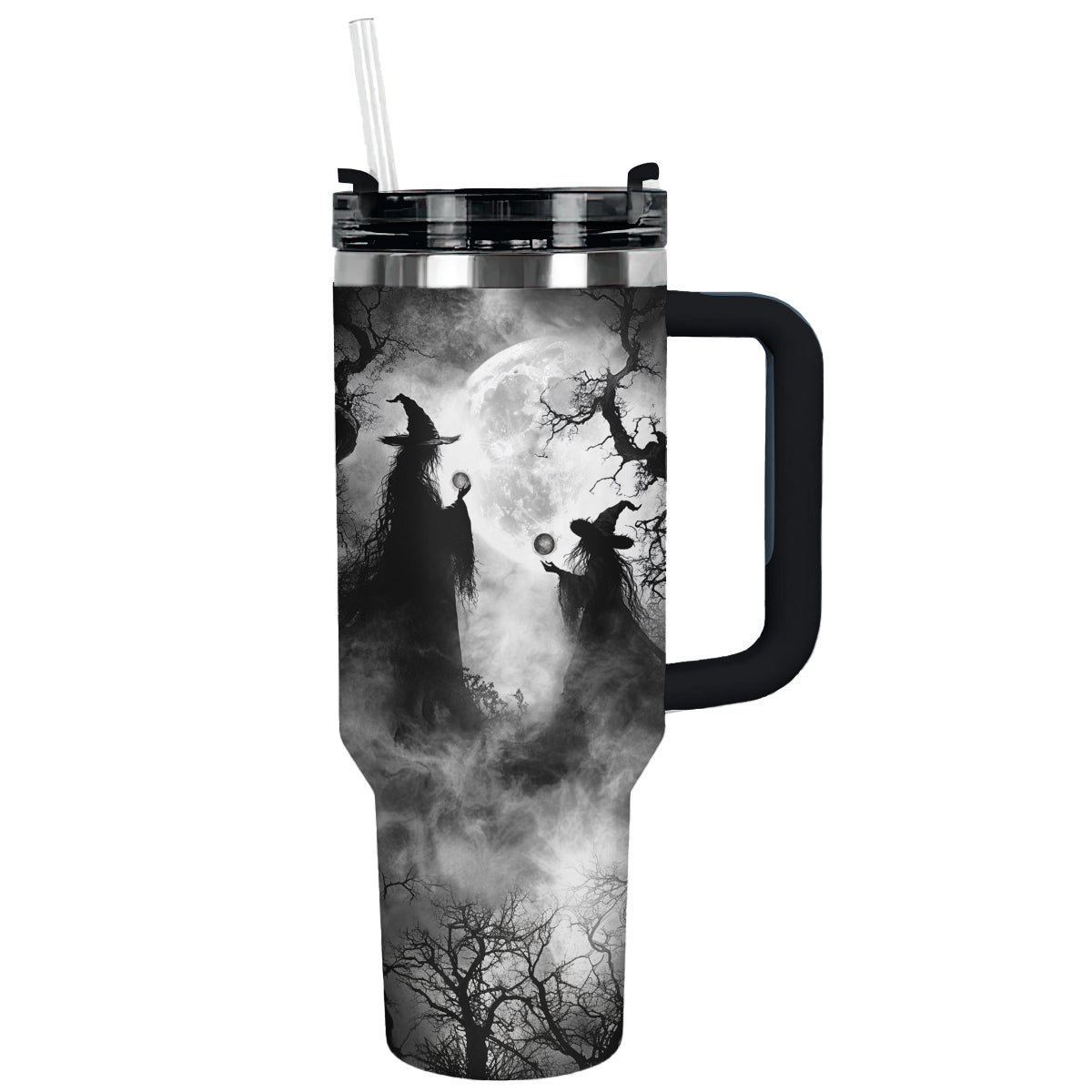 Halloween Mystical Witches Moonlight Custom Stanley Quencher 40oz Stainless Steel Tumbler With Handle