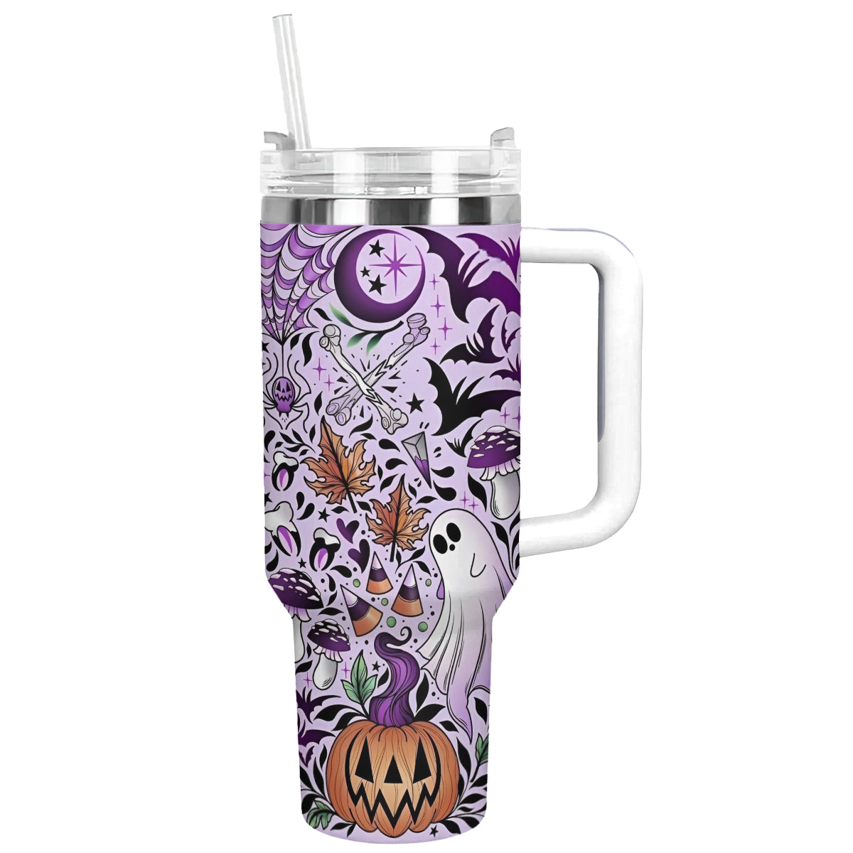Halloween Pattern Custom Stanley Quencher 40oz Stainless Steel Tumbler With Handle