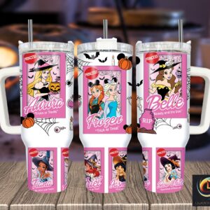 Halloween Princesses Disney Cartoon Custom Stanley Quencher 40oz Stainless Steel Tumbler With Handle