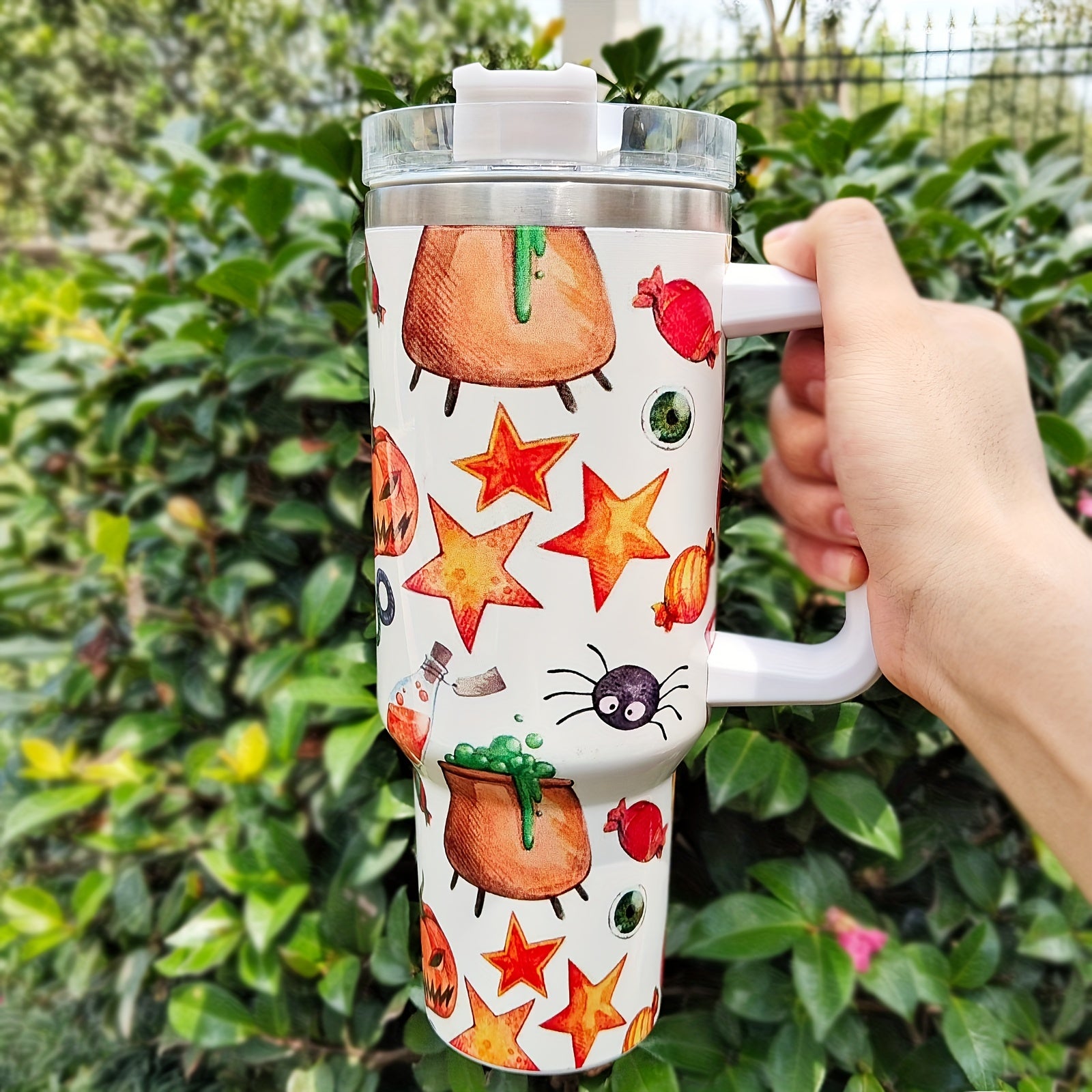Halloween Pumpkin Custom Stanley Quencher 40oz Stainless Steel Tumbler With Handle