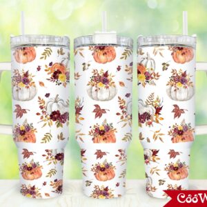Halloween Pumpkins Custom Stanley Quencher 40oz Stainless Steel Tumbler With Handle