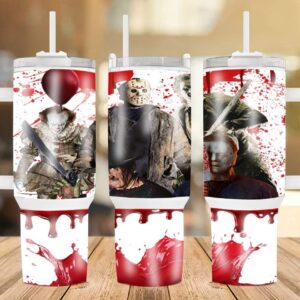 Halloween Serial Killers Horror Movies Custom Stanley Quencher 40oz Stainless Steel Tumbler With Handle