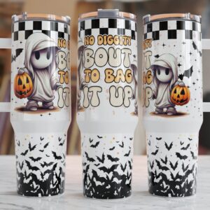 Halloween Skeletons And Pumpkins Custom Stanley Quencher 40oz Stainless Steel Tumbler With Handle